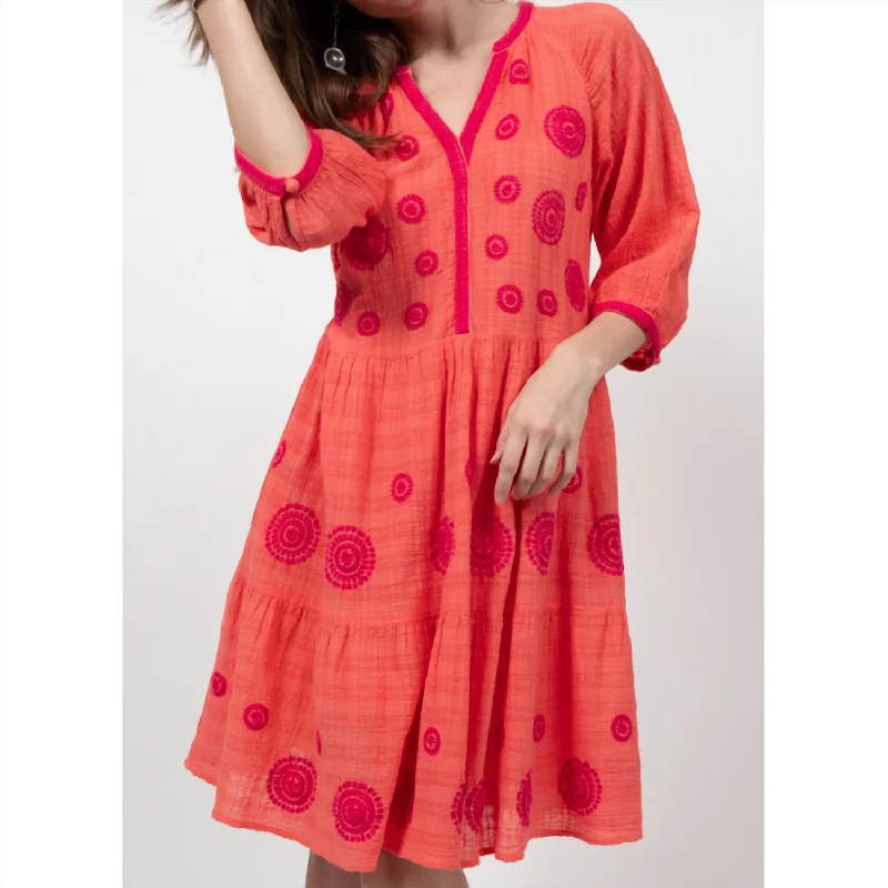 Many Medallions Dress In Tangerine