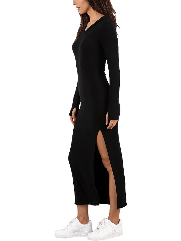 Womens Hooded Maxi Sweaterdress