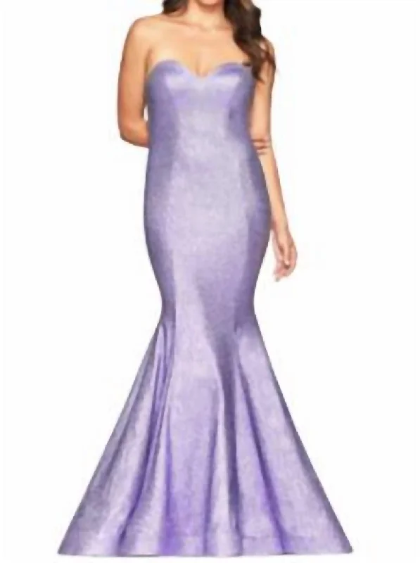 Metallic Mermaid Gown In Lavender