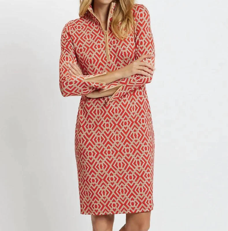 Anna Dress In Garden Lattice Paprika