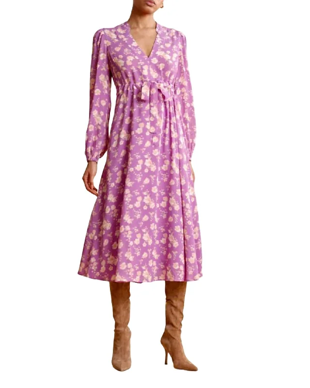 Spring Tieband Dress In Rose Violet