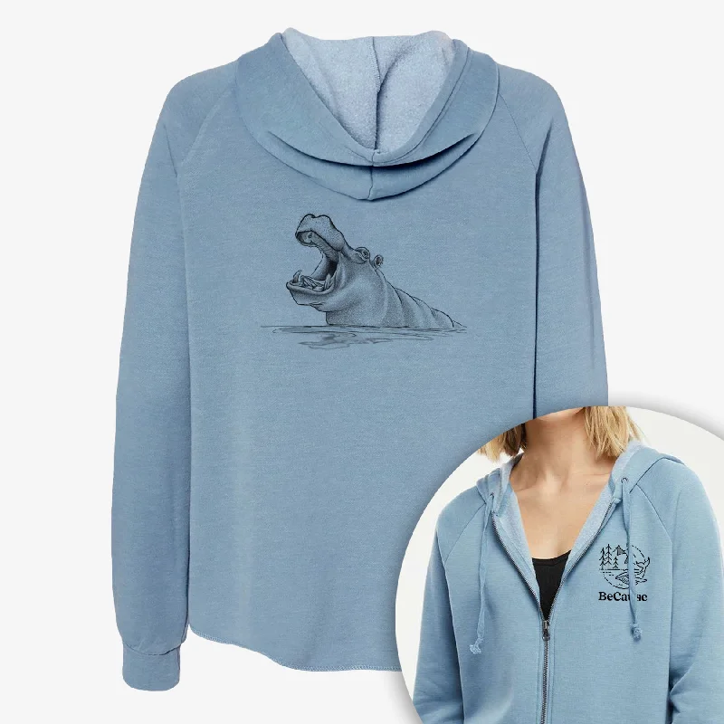 Hippo - Hippopotamus amphibius - Women's Cali Wave Zip-Up Sweatshirt