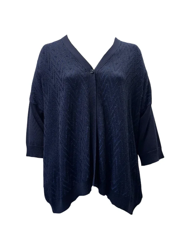 Marina Rinaldi Women's Navy Maesta Button Closure Cardigan NWT