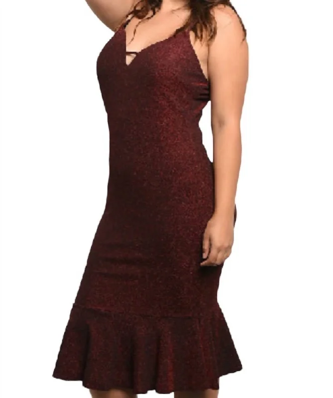 Metallic Dress In Red/black