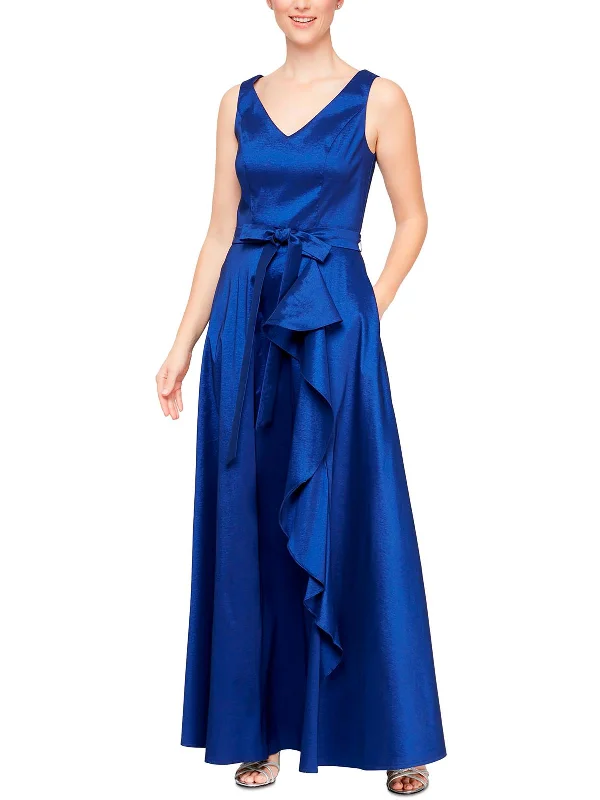 Womens Ruffled Long Evening Dress