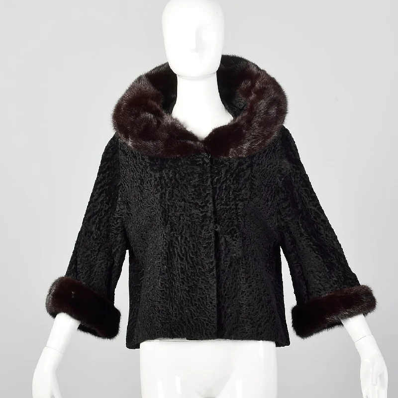 Large 1950s Black Persian Lamb Fur Coat