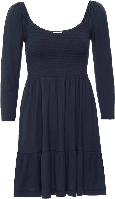 Noel Babydoll Dress In Navy