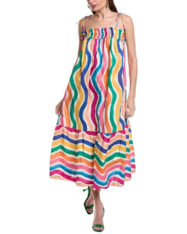 FARM Rio Dancing Stripes Midi Dress