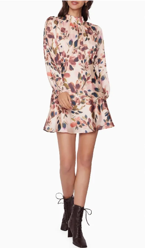 Thea Mini Dress In Cream Floral Multi