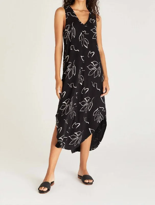 Reverie Abstract Dress In Black Abstract