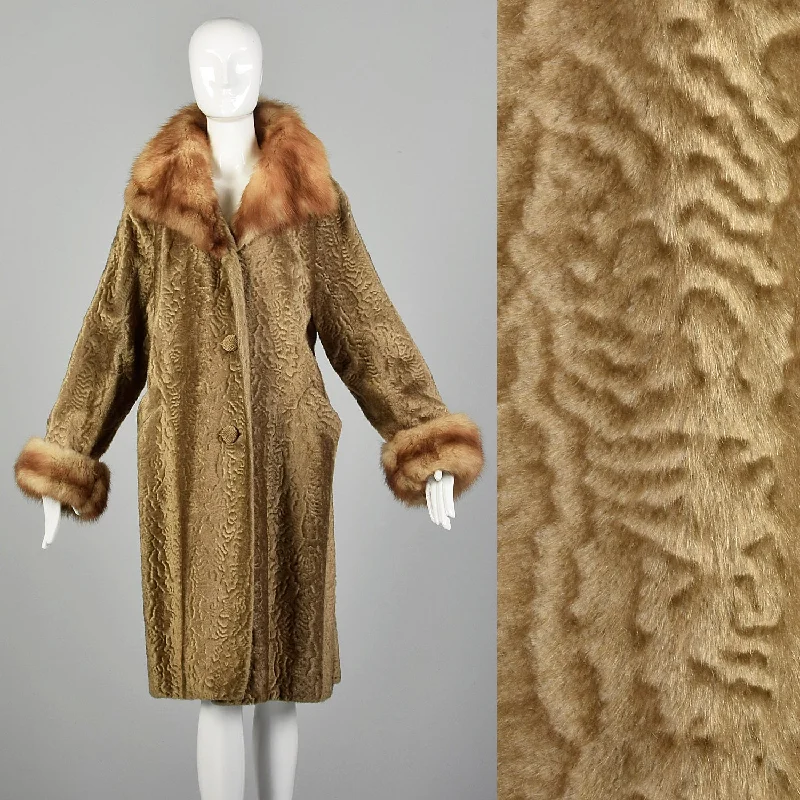 XL 1950s Faux Fur and Real Fur Coat