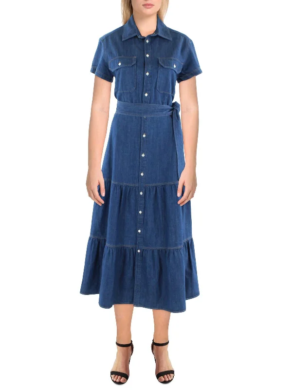 Womens Cotton Midi Shirtdress