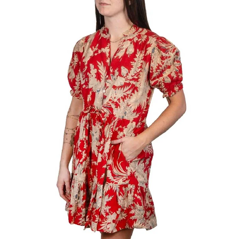 Mia Floral Dress In Red