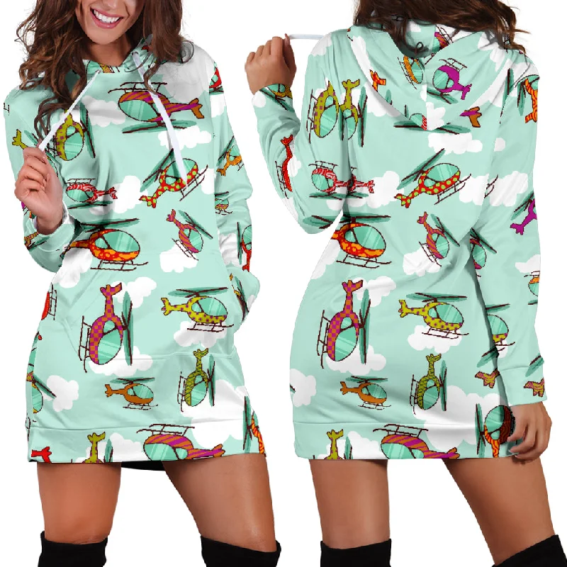 Helicopter Design Pattern Women'S Hoodie Dress