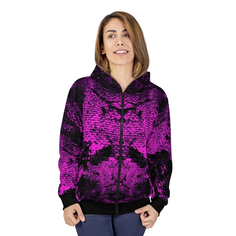 "Mystic Cube" (Cosmic Fusion - Dark Violet/Orchid) - Unisex Zip Hoodie