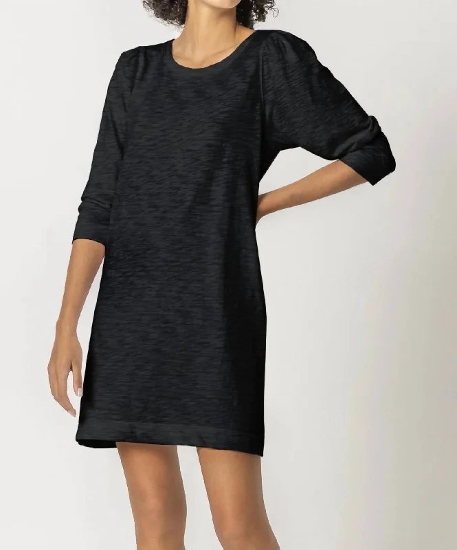 Puff Sleeve Dress In Black