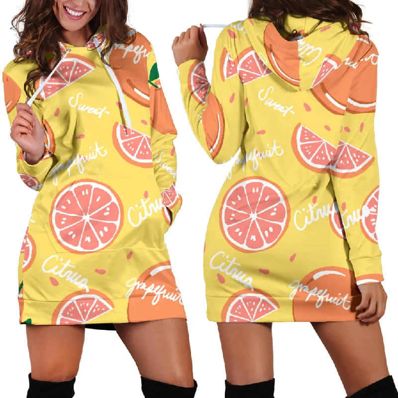 Grapefruit Yellow Background Women'S Hoodie Dress