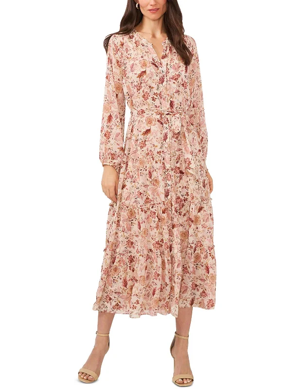 Womens Daytime Floral Print Midi Dress