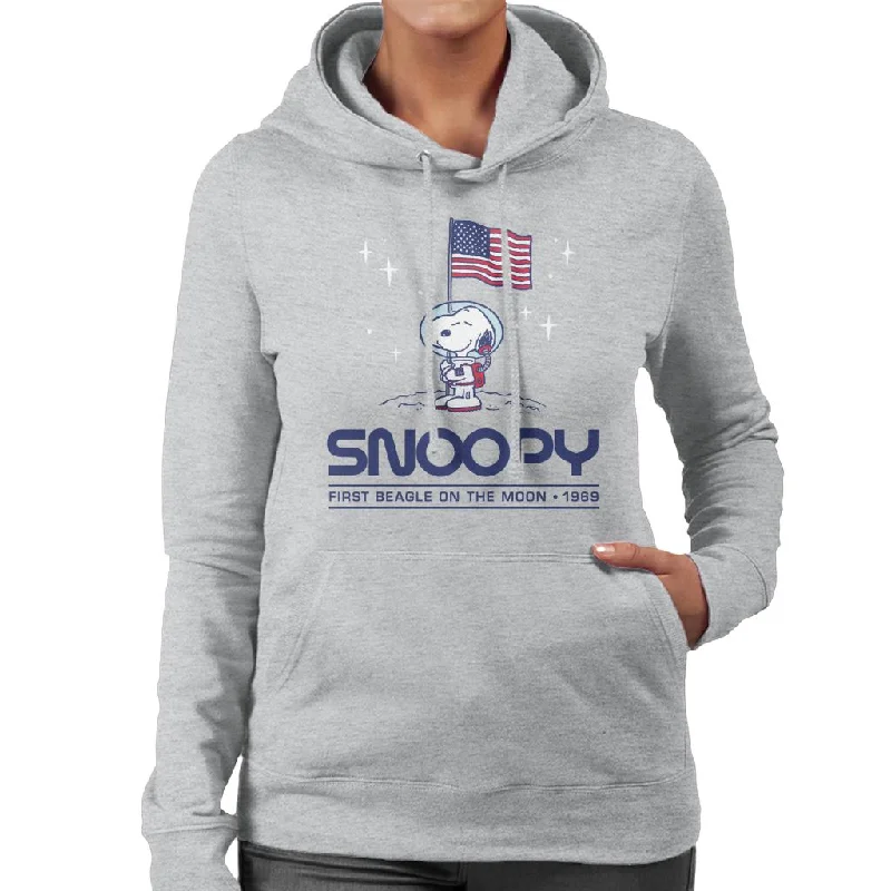 Peanuts Snoopy Moon Landing Planting Flag Women's Hooded Sweatshirt