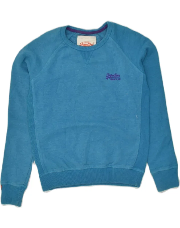 SUPERDRY Womens Sweatshirt Jumper UK 4 XS Blue Cotton