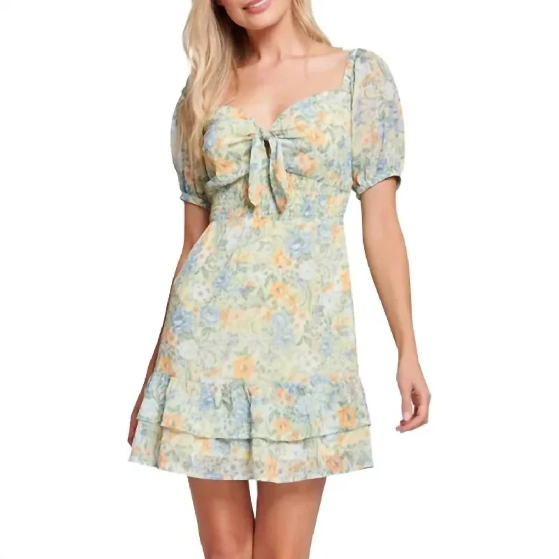 Mountain Bloom Floral Mini Dress In Multi