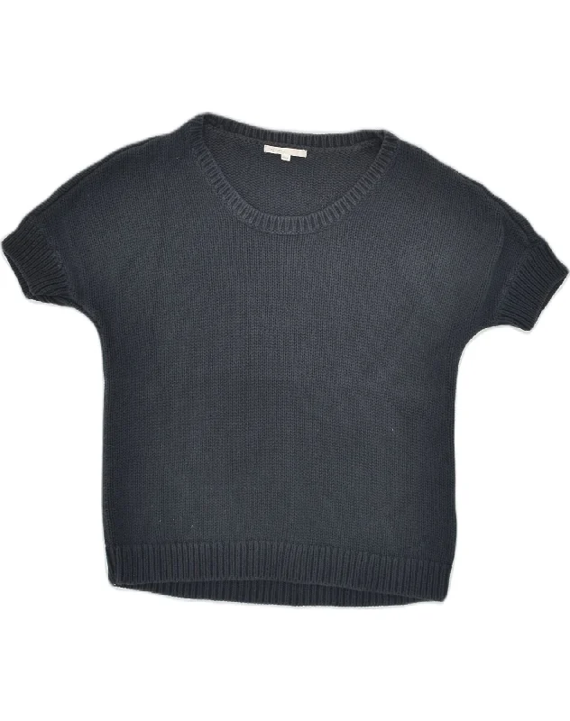 GAP Womens Short Sleeve Boat Neck Jumper Sweater UK 10 Small Black Cotton