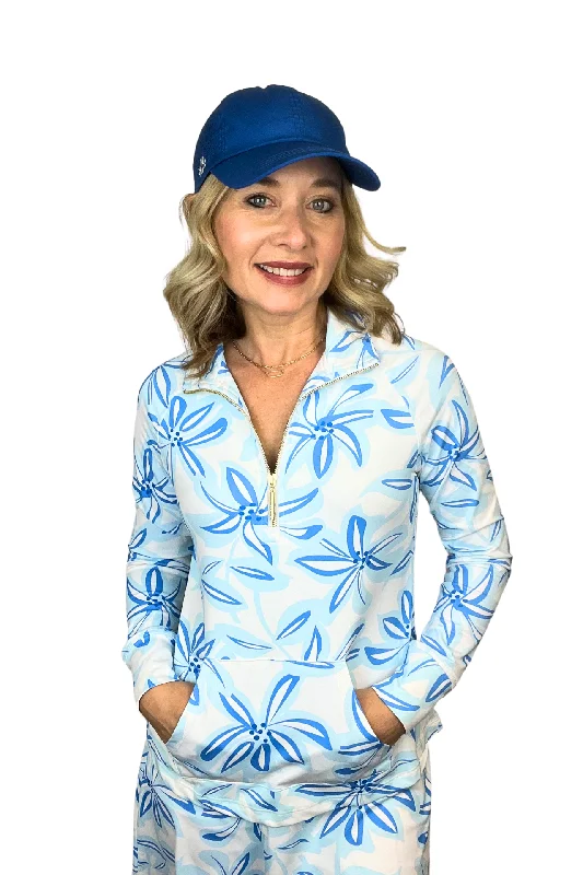 Mary Square Tiki Time White Half Zip Pullover