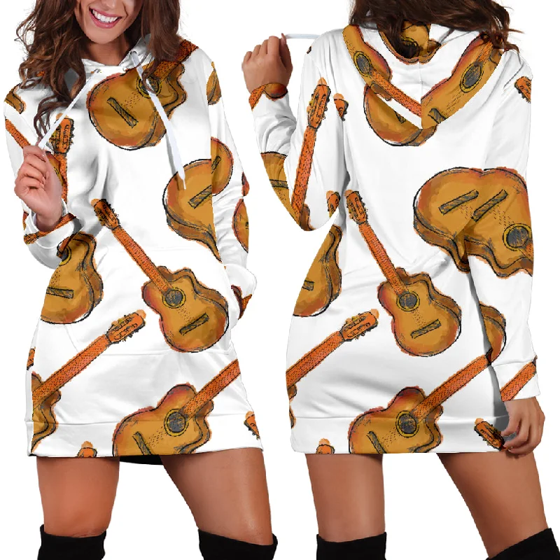 Paint Guitar Pattern Women'S Hoodie Dress