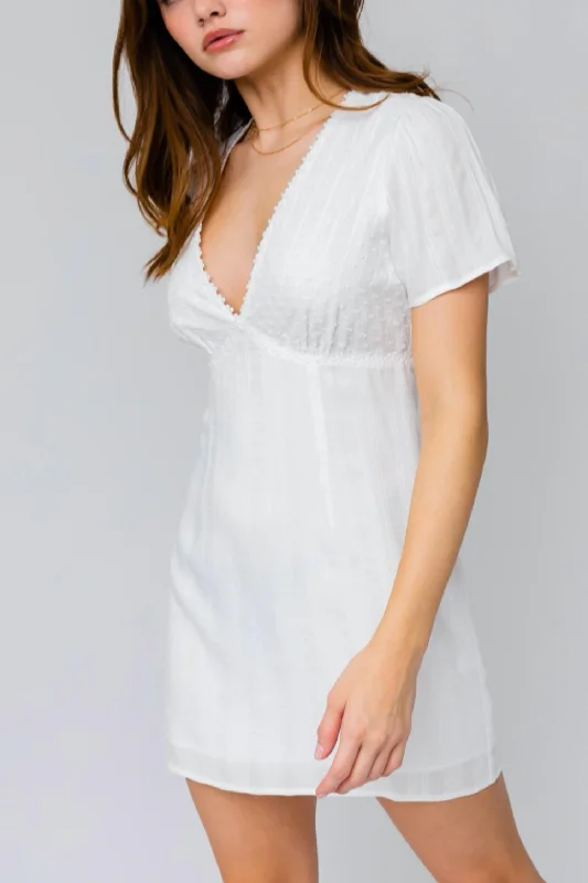 White Short Sleeve Mini Dress