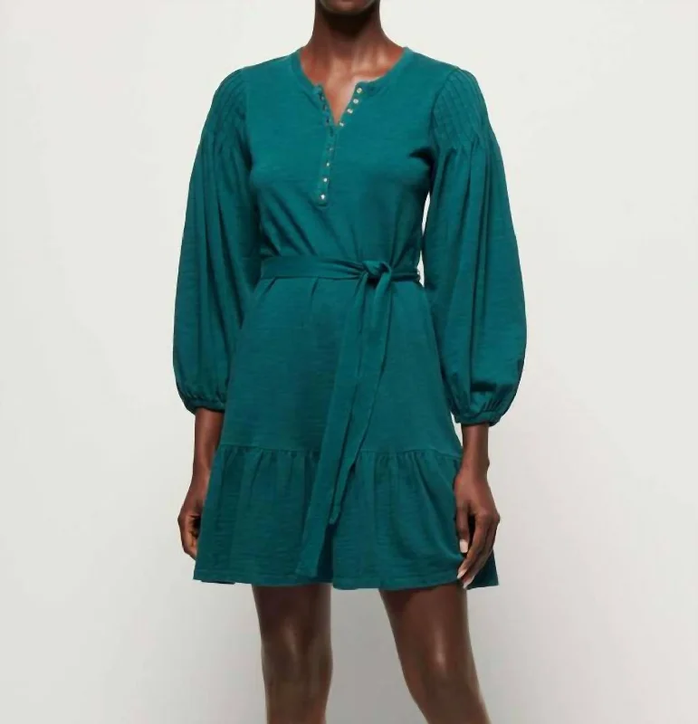 Talli Flounce Mini Dress In Deep Teal