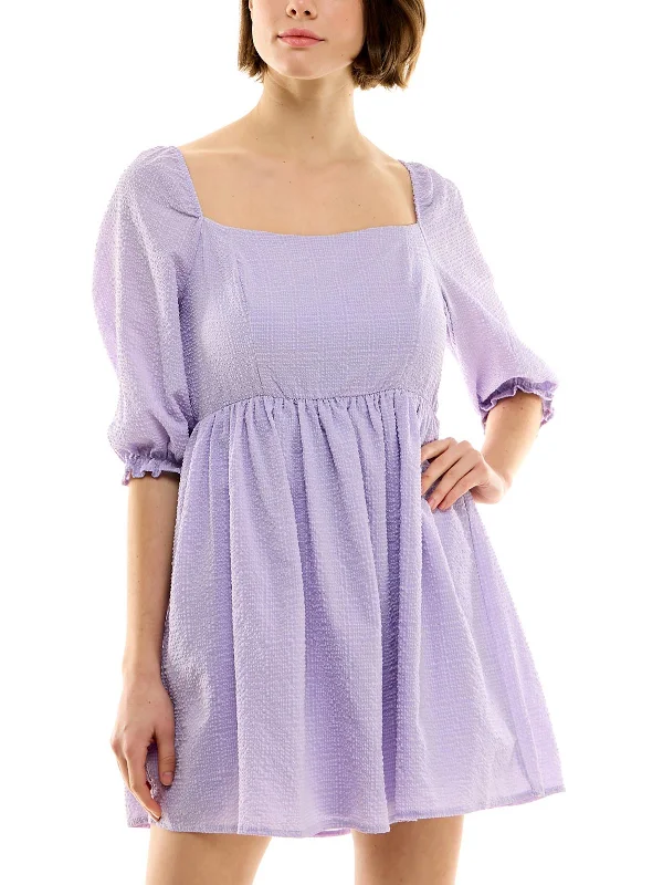 Juniors Womens Daytime Mini Babydoll Dress