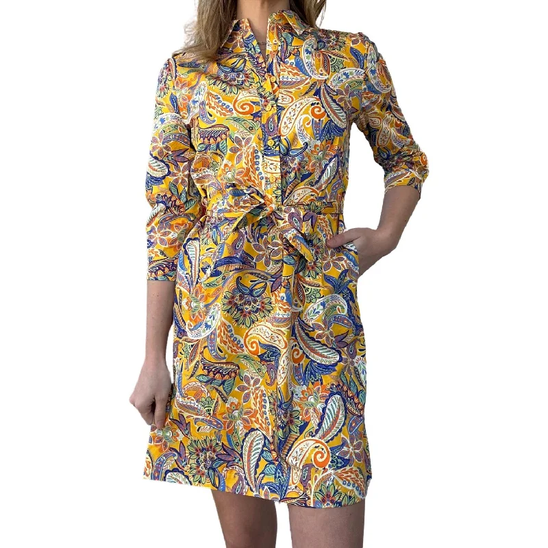 Women's Ziva Paisley Shirtdress In Yellow