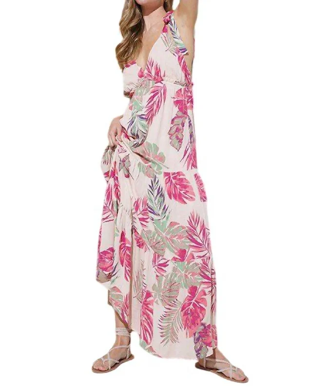 Printed Maxi Dress In Blush