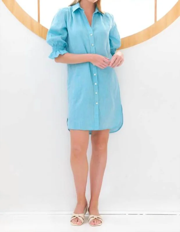 Miller Dress In Caribbean Blue Linen