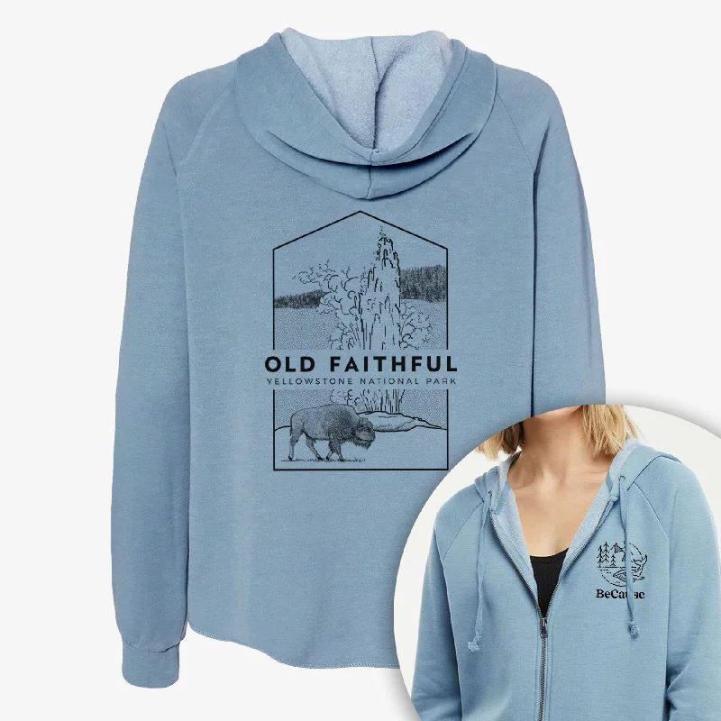 Old Faithful - Yellowstone National Park - Women's Cali Wave Zip-Up Sweatshirt