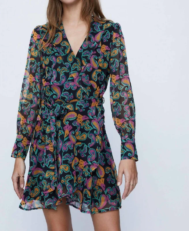 Short Wrap Dress In Multi Color