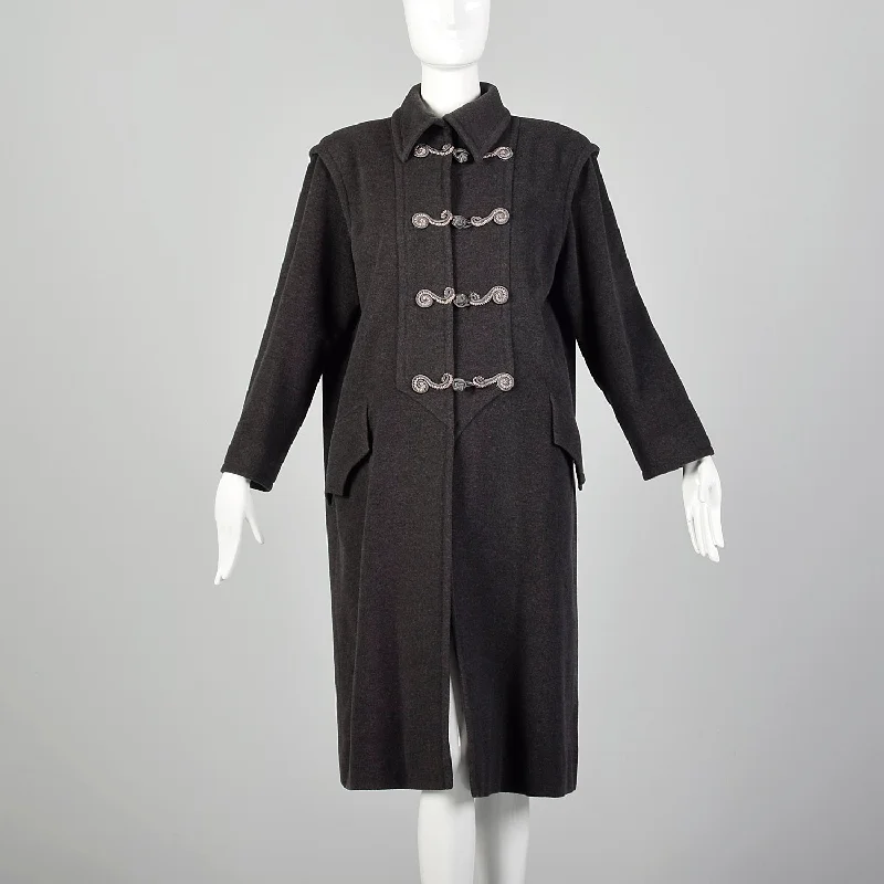 Large Emanuel Ungaro Paralléle 1980s Gray Wool Coat