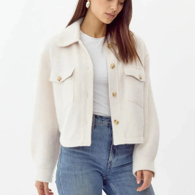 Weston Cropped Cozy Knit Jacket | Ecru