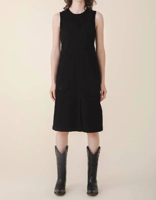 Canvas Overall Dress In Black