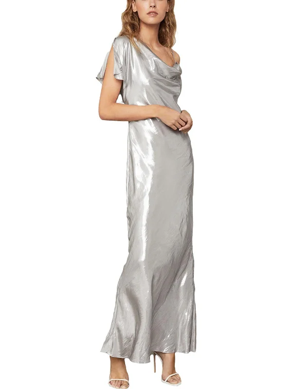 Womens Satin Metallic Formal Dress