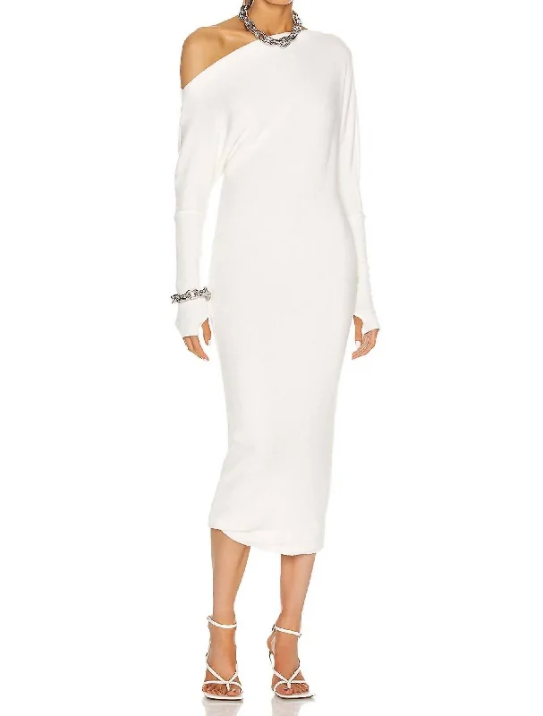 Sweater Knit Slouch Dress In Winter White