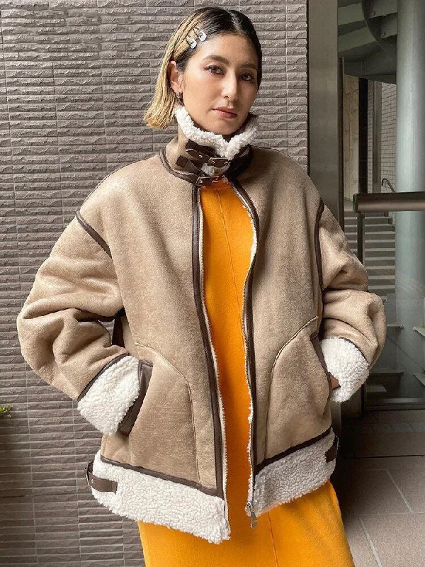 Autumn Winter Women Warm Faux Fur Fleece Coat Jacket Lambs Wool Coat