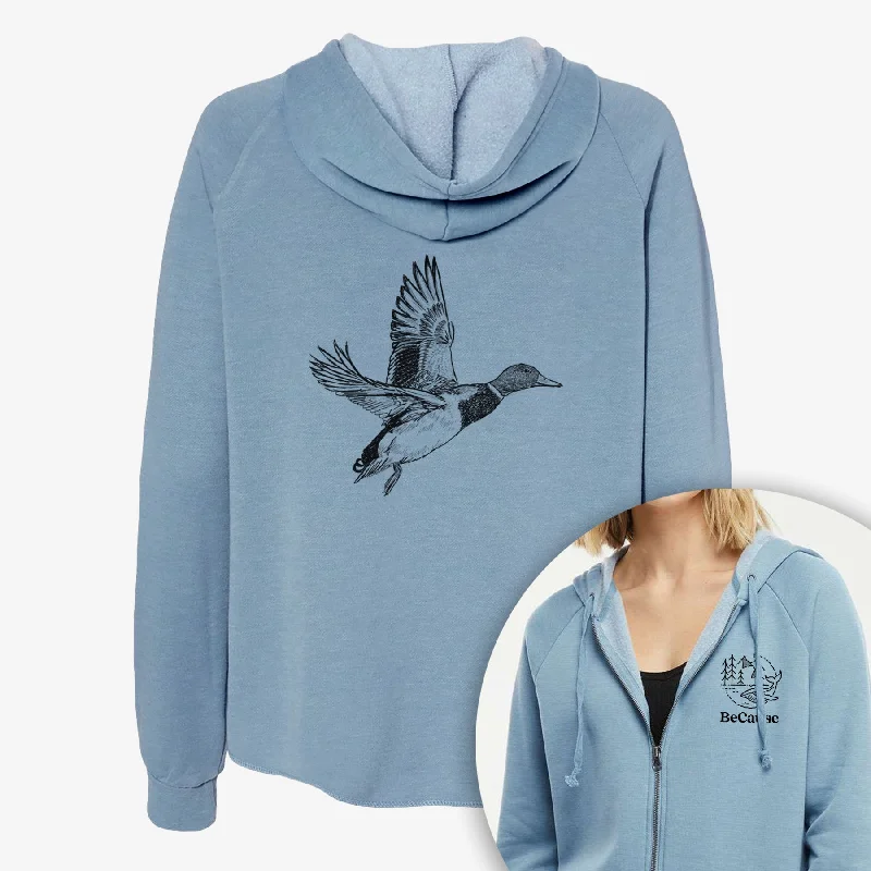 Male Mallard Duck - Anas platyrhynchos - Women's Cali Wave Zip-Up Sweatshirt