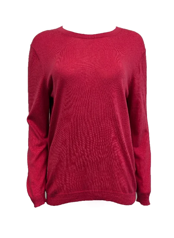 GANT RUGGER Women's Raspberry Cotton Silk Blend Crue Sweater 488813 Size L