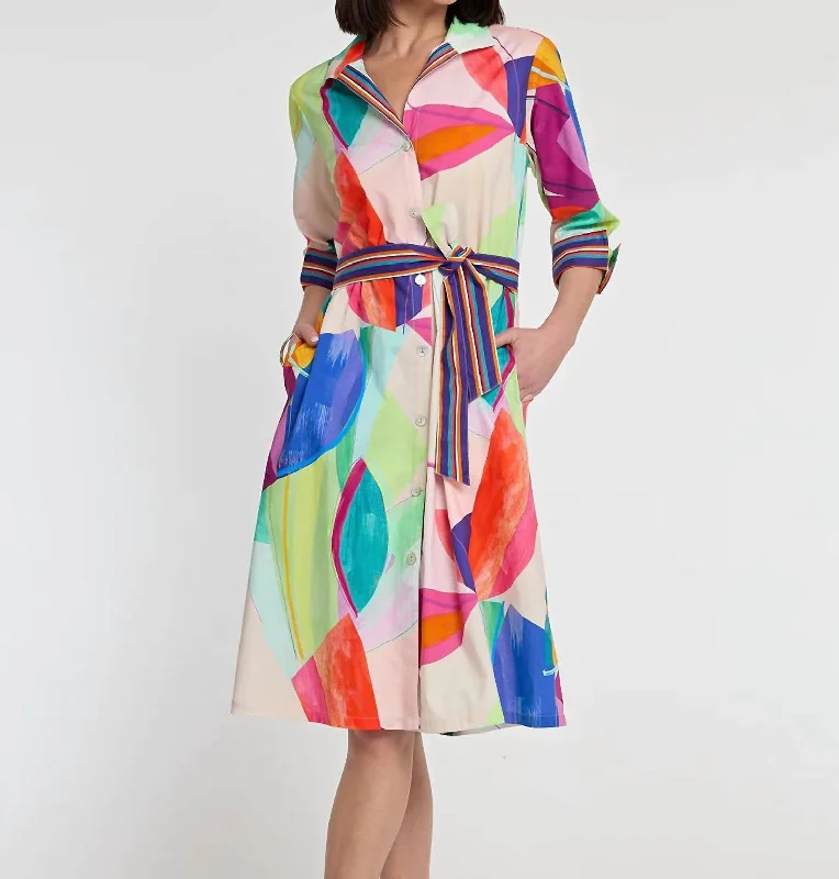 Charlie Dress In Abstract Leaf