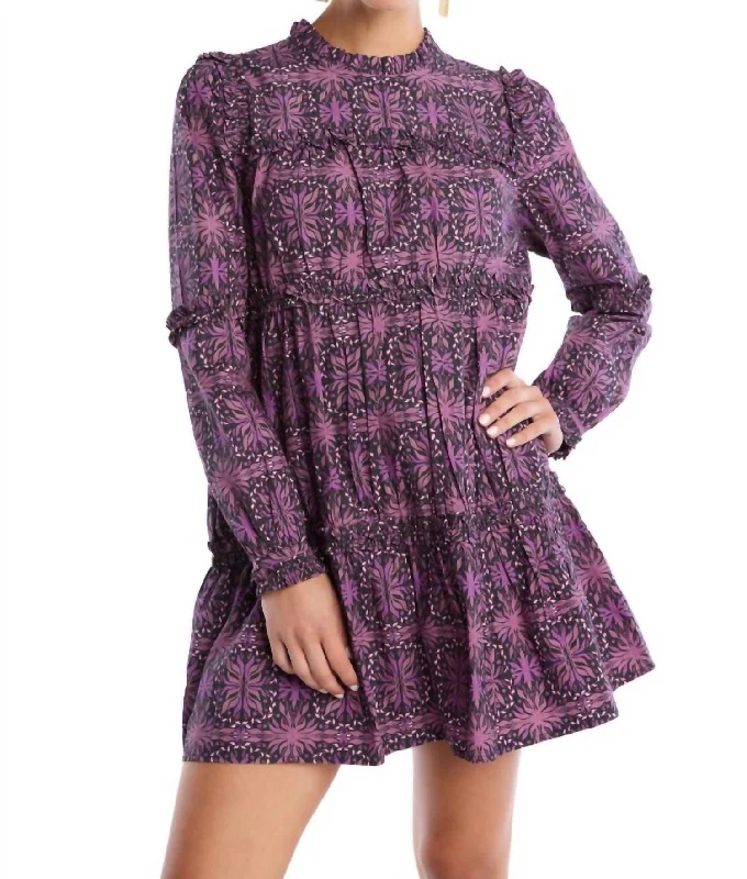 Sandra Mini Dress In Plum Kaleidoscope