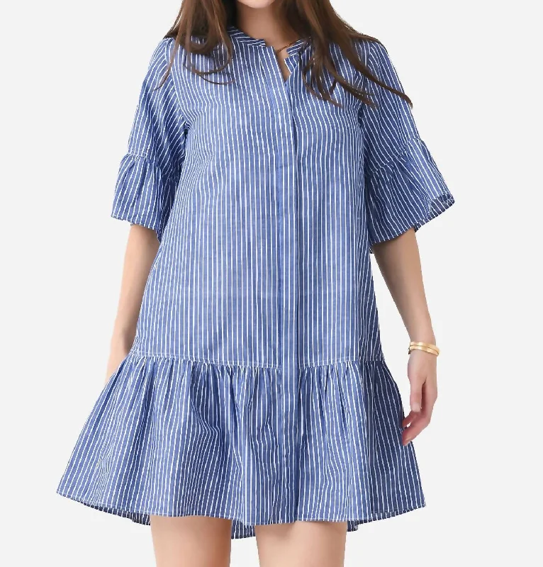 Amanda Stripe Dress In Lunar Blue