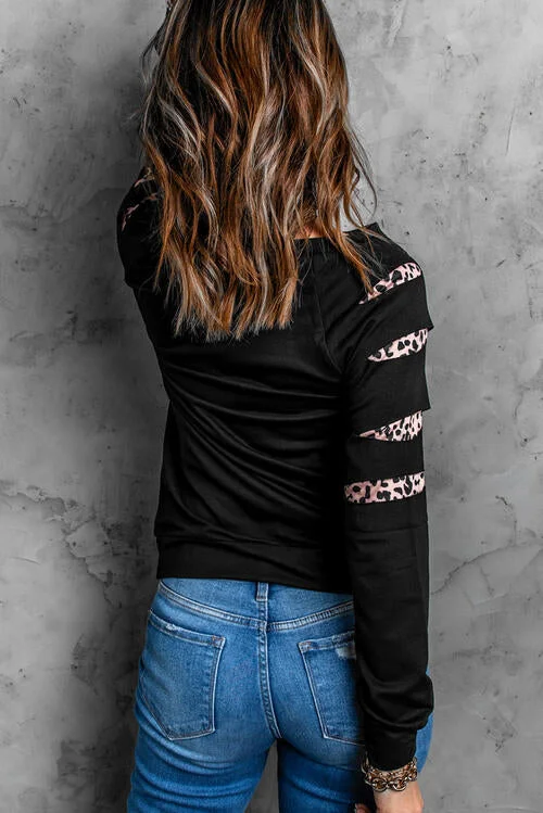 Leopard Flowered Graphic Ladies Sweatshirt