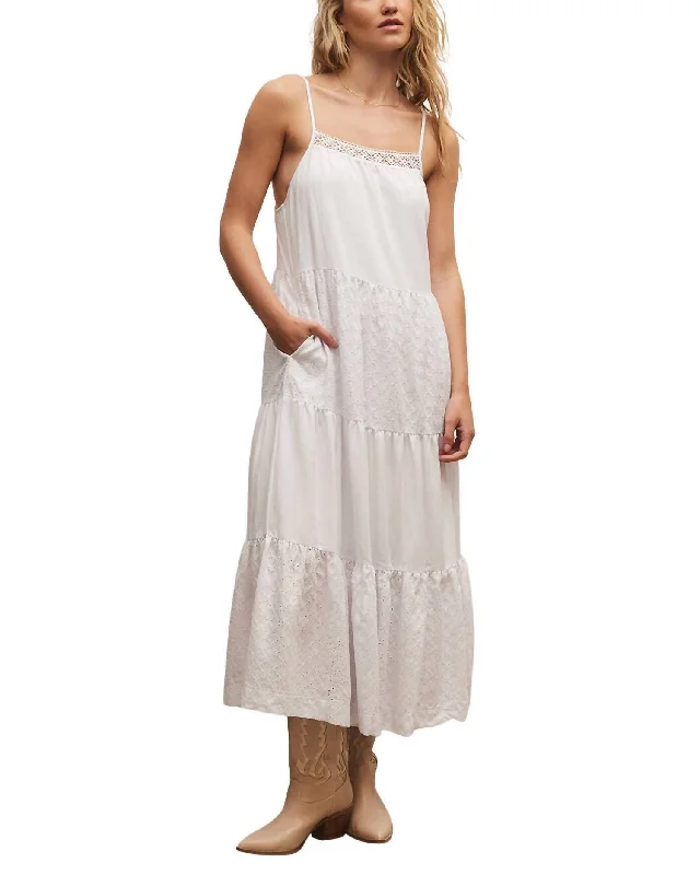 Dalilah Eyelet Midi Dress In White