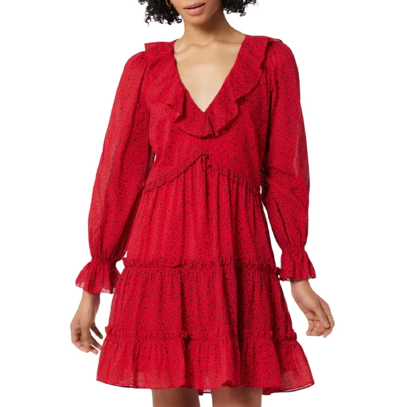 Adanson Mini Cotton Dress In True Red Plum Perfect